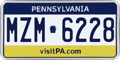 PA license plate MZM6228