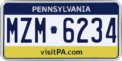 PA license plate MZM6234