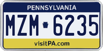 PA license plate MZM6235