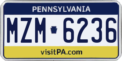 PA license plate MZM6236
