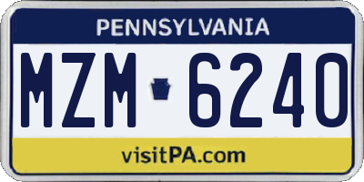 PA license plate MZM6240
