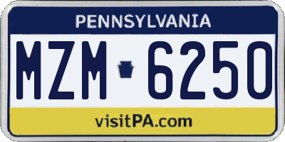 PA license plate MZM6250