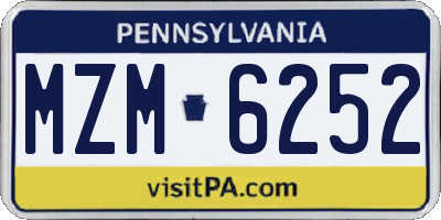 PA license plate MZM6252