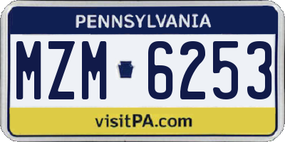 PA license plate MZM6253