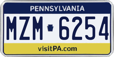PA license plate MZM6254