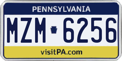 PA license plate MZM6256