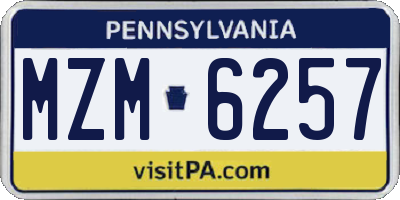 PA license plate MZM6257