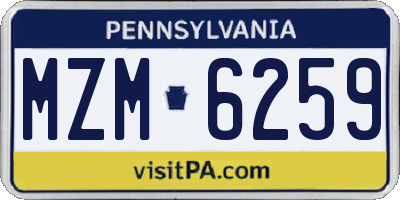 PA license plate MZM6259