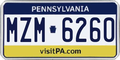 PA license plate MZM6260