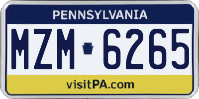 PA license plate MZM6265