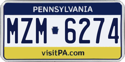 PA license plate MZM6274