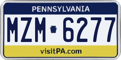 PA license plate MZM6277