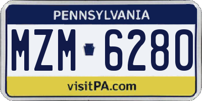 PA license plate MZM6280
