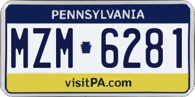 PA license plate MZM6281
