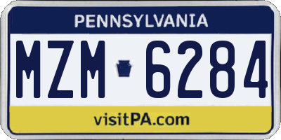 PA license plate MZM6284