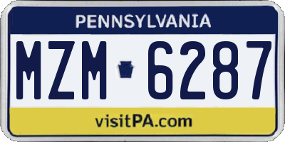 PA license plate MZM6287