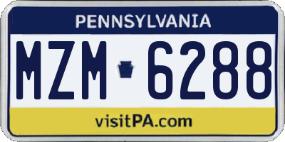 PA license plate MZM6288