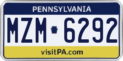 PA license plate MZM6292