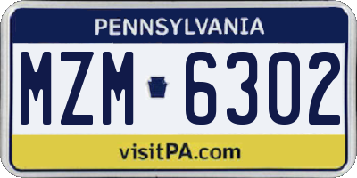 PA license plate MZM6302