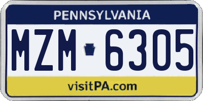 PA license plate MZM6305