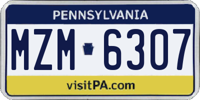 PA license plate MZM6307