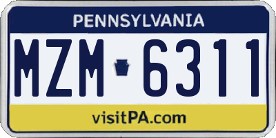 PA license plate MZM6311