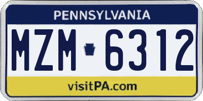 PA license plate MZM6312