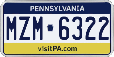 PA license plate MZM6322