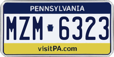 PA license plate MZM6323
