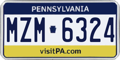 PA license plate MZM6324