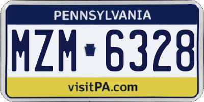 PA license plate MZM6328