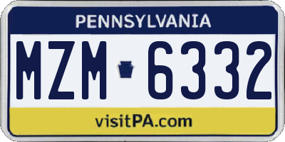 PA license plate MZM6332