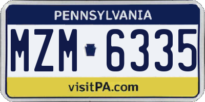 PA license plate MZM6335