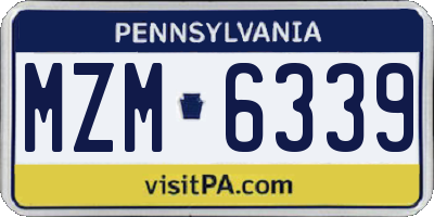 PA license plate MZM6339