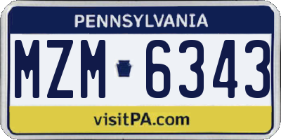 PA license plate MZM6343