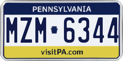 PA license plate MZM6344