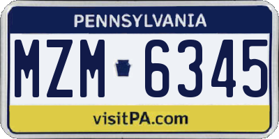 PA license plate MZM6345