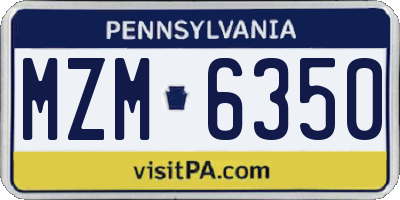 PA license plate MZM6350