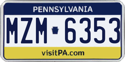 PA license plate MZM6353