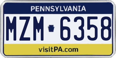 PA license plate MZM6358