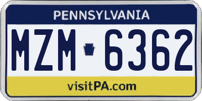 PA license plate MZM6362