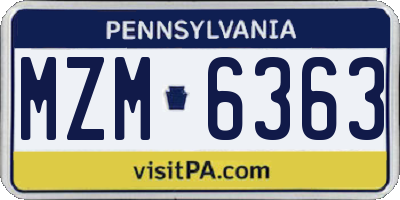 PA license plate MZM6363