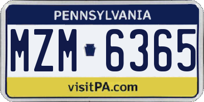 PA license plate MZM6365