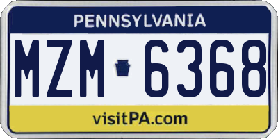 PA license plate MZM6368