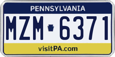 PA license plate MZM6371