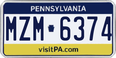 PA license plate MZM6374