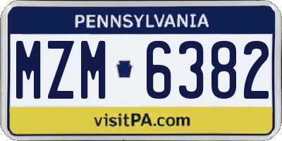 PA license plate MZM6382