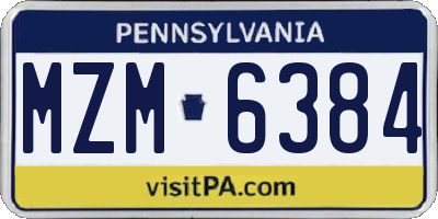 PA license plate MZM6384