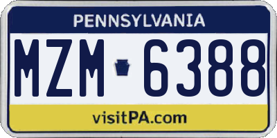 PA license plate MZM6388