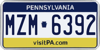 PA license plate MZM6392